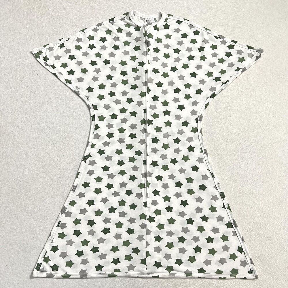 Sleeping Baby Zipadee-Zip Swaddle Transition Green Gray Stars Print M 6 - 12 Mon